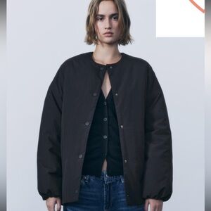 Zara Quilted Water Repellent Jacket Oversized Women’s Size Large NWT BLACK